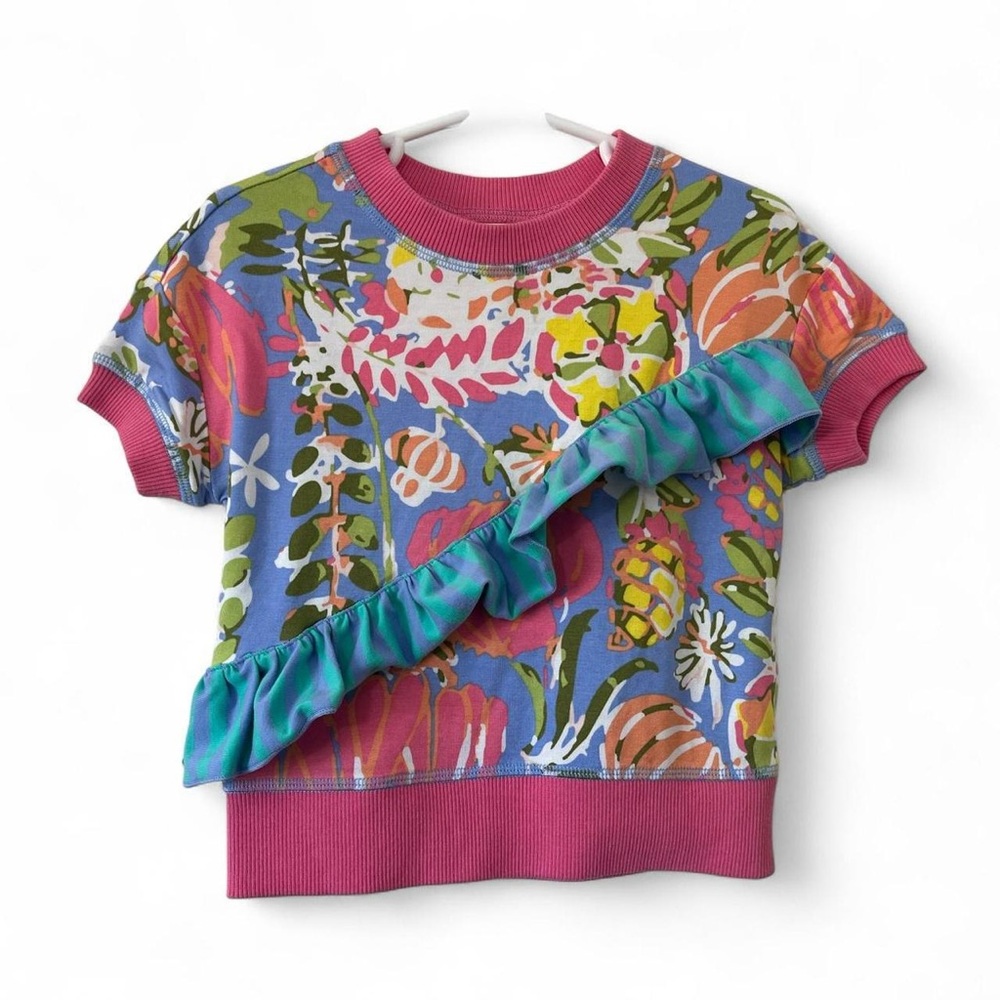 Matilda Jane Born to be Brave 2T Girl Floral Ruffle Short Sleeve Knit Top NWT